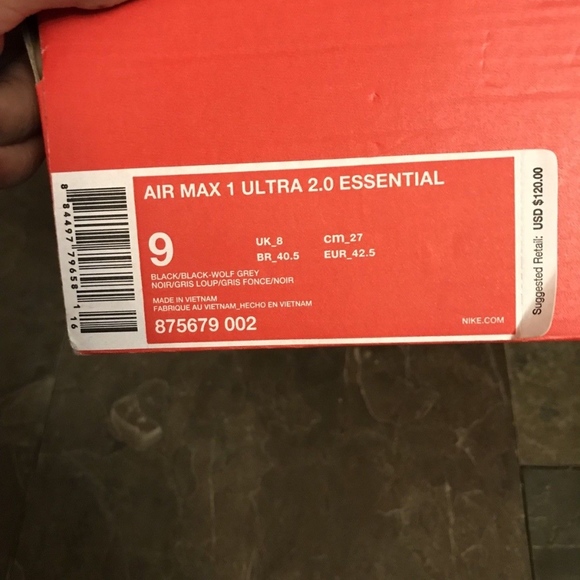 NIKE AIR MAX 1 ULTRA 2.0 ESSENTIAL BLACK/WOLF GREY - Picture 3 of 3